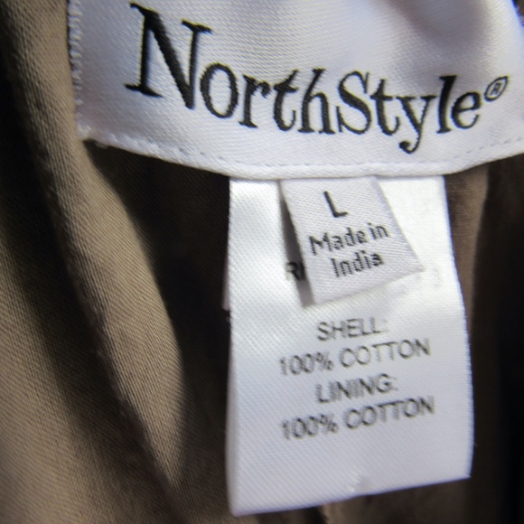 Brown Gauze Fully Lined Pants L 100 Cotton Elastic Buttons Pull on North Style - Picture 5 of 8